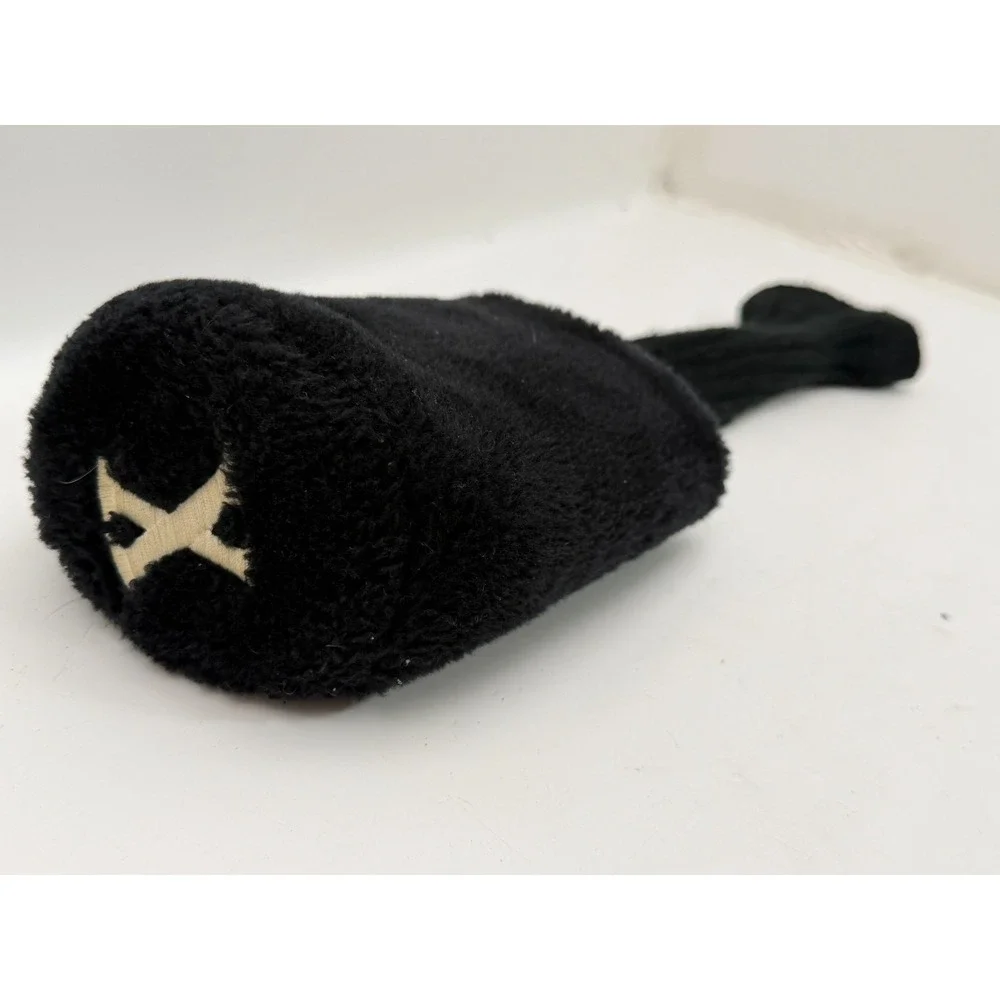 Unbranded Plush Fur X Fairway Wood Hybrid Golf Club Headcover Black Knit Sock
